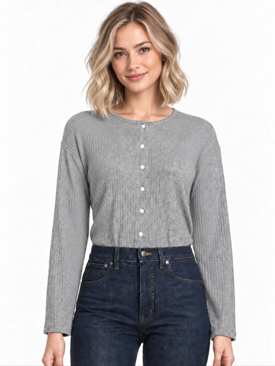 Madewell Other - Madewell Womens, Crew Neck Cardigan Cozy Rib, Heather Grey, X-Large